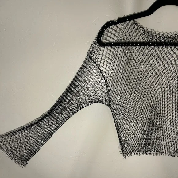 Mesh Crystal Long Sleeve See Through Top - Picture 7 of 7